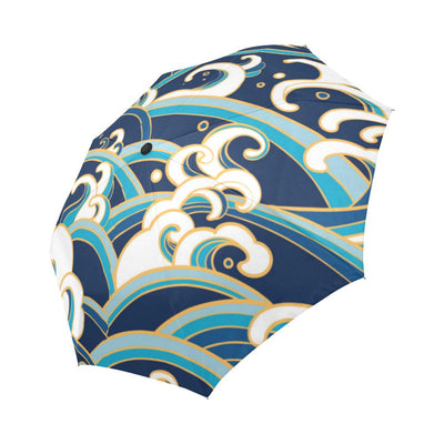 Surf Wave Pattern Automatic Foldable Umbrella