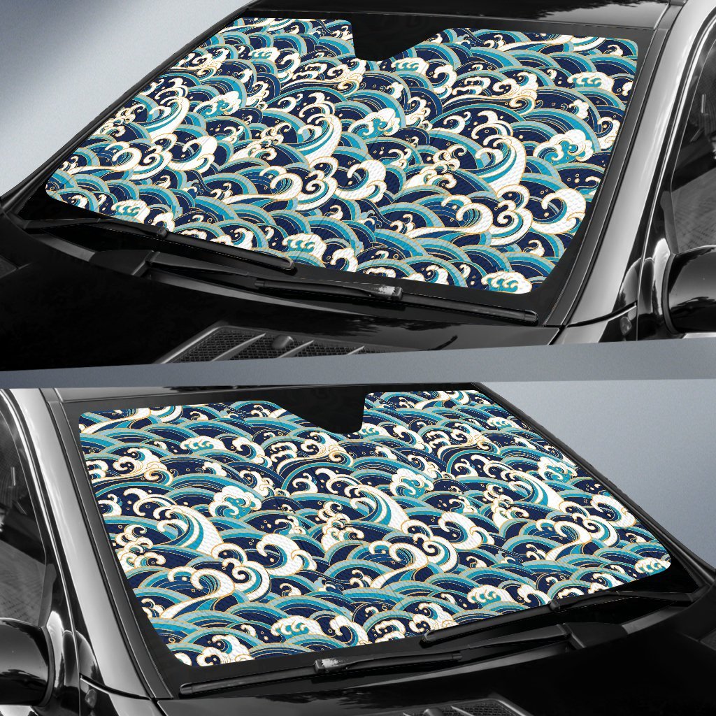 Surf Wave Pattern Car Sun Shade-JorJune