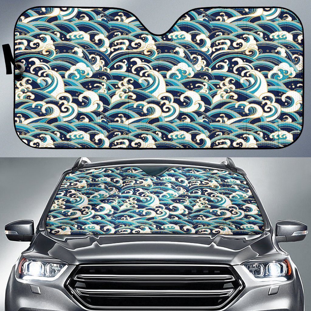 Surf Wave Pattern Car Sun Shade-JorJune