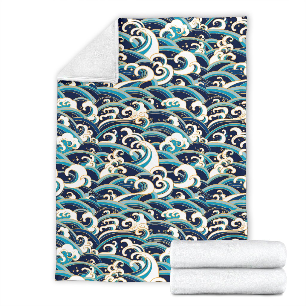 Surf Wave Pattern Fleece Blanket