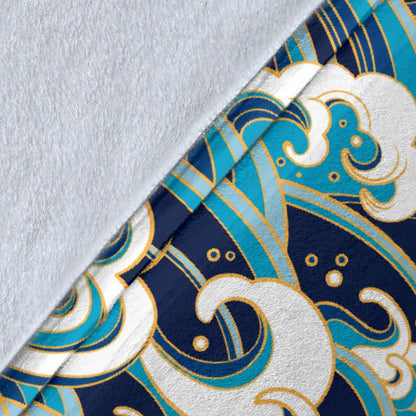 Surf Wave Pattern Fleece Blanket