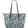 Surf Wave Pattern Large Leather Tote Bag