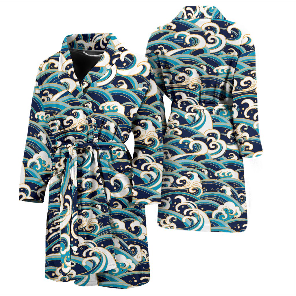 Surf Wave Pattern Men Bath Robe