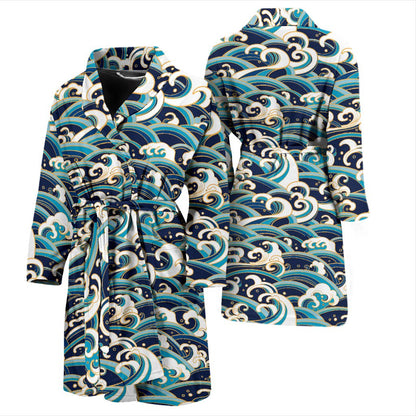 Surf Wave Pattern Men Bath Robe