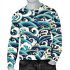 Surf Wave Pattern Men Crewneck Sweatshirt