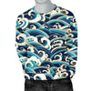 Surf Wave Pattern Men Crewneck Sweatshirt