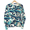 Surf Wave Pattern Men Crewneck Sweatshirt