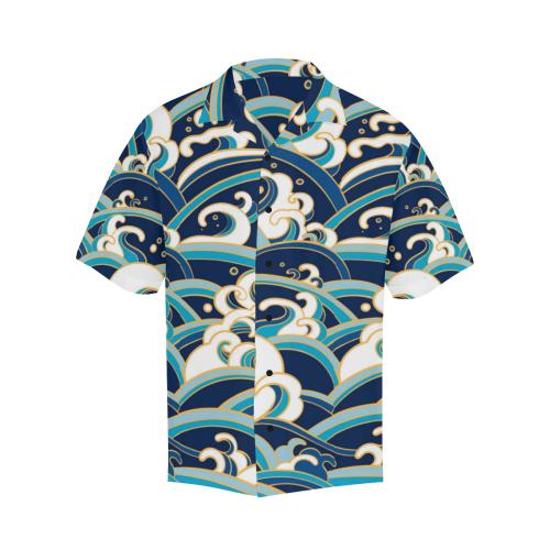 Surf Wave Pattern Men Hawaiian Shirt