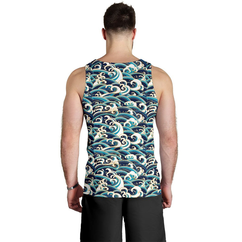 Surf Wave Pattern Men Tank Top