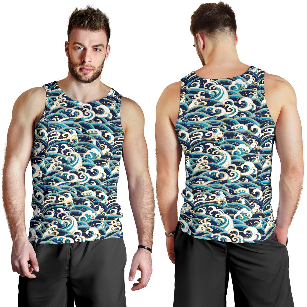 Surf Wave Pattern Men Tank Top