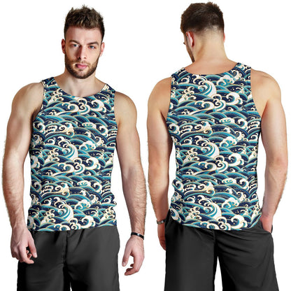 Surf Wave Pattern Men Tank Top