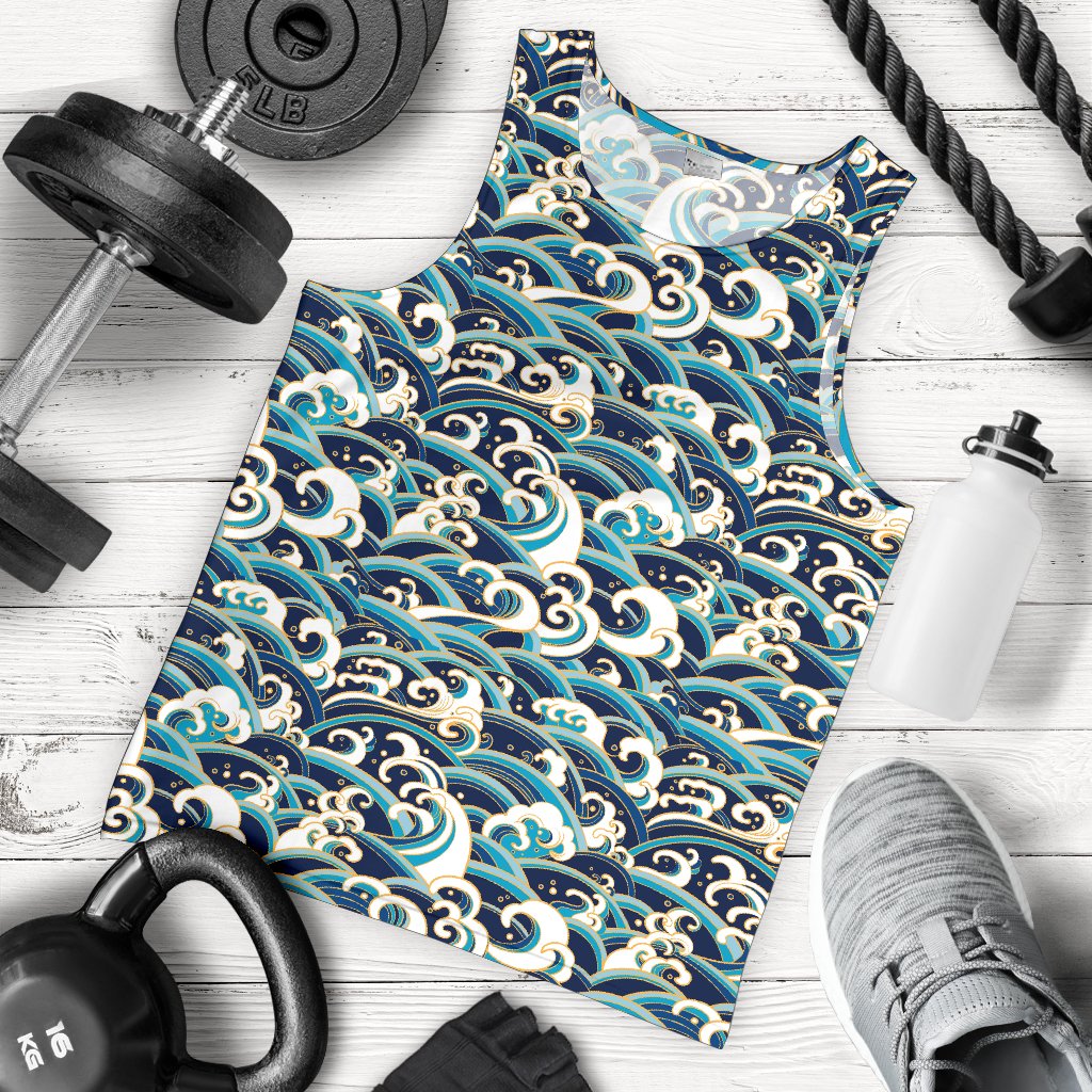 Surf Wave Pattern Men Tank Top