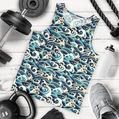 Surf Wave Pattern Men Tank Top
