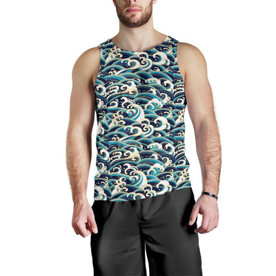 Surf Wave Pattern Men Tank Top