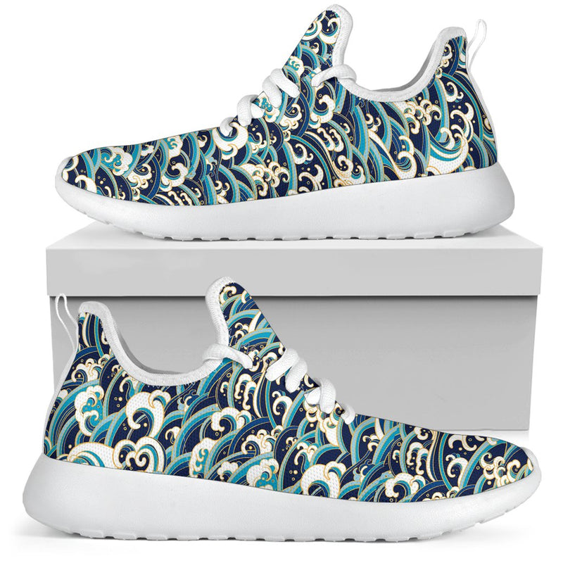 Surf Wave Pattern Mesh Knit Sneakers Shoes