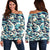 Surf Wave Pattern Off Shoulder Sweatshirt