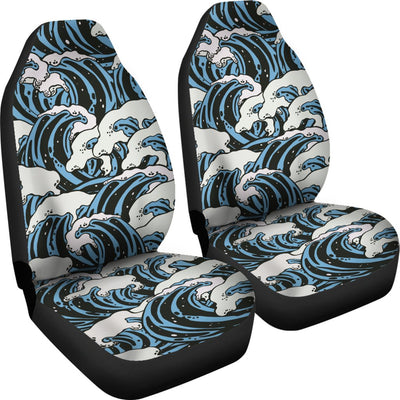 Surf Wave Pattern Print Universal Fit Car Seat Covers-JorJune