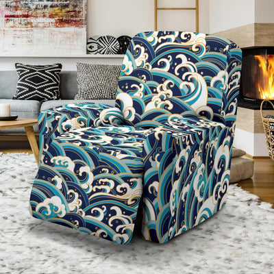 Surf Wave Pattern Recliner Slipcover-JORJUNE.COM