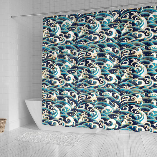 Surf Wave Pattern Shower Curtain