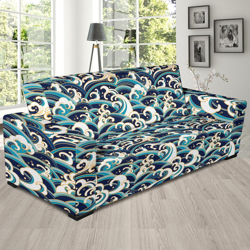 Surf Wave Pattern Sofa Slipcover-JORJUNE.COM