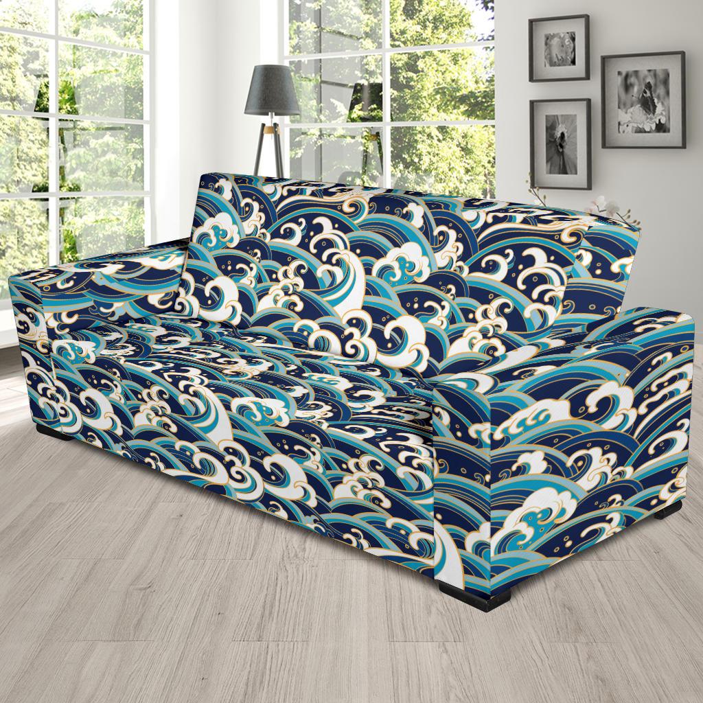 Surf Wave Pattern Sofa Slipcover-JORJUNE.COM