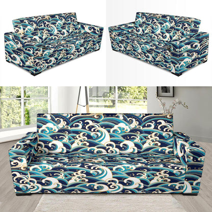 Surf Wave Pattern Sofa Slipcover-JORJUNE.COM