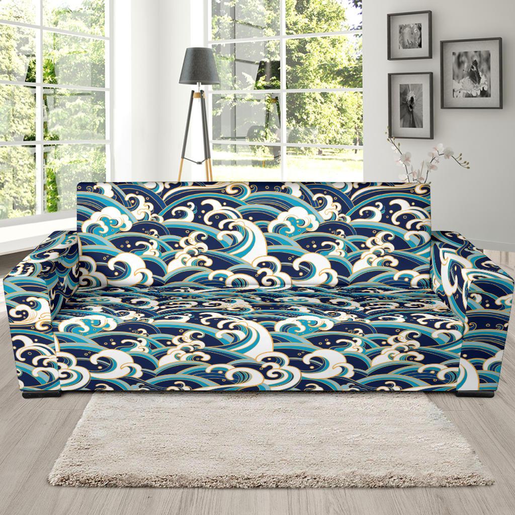 Surf Wave Pattern Sofa Slipcover-JORJUNE.COM