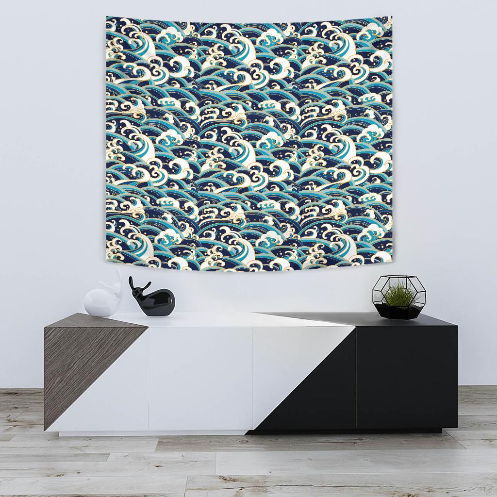 Surf Wave Pattern Tapestry