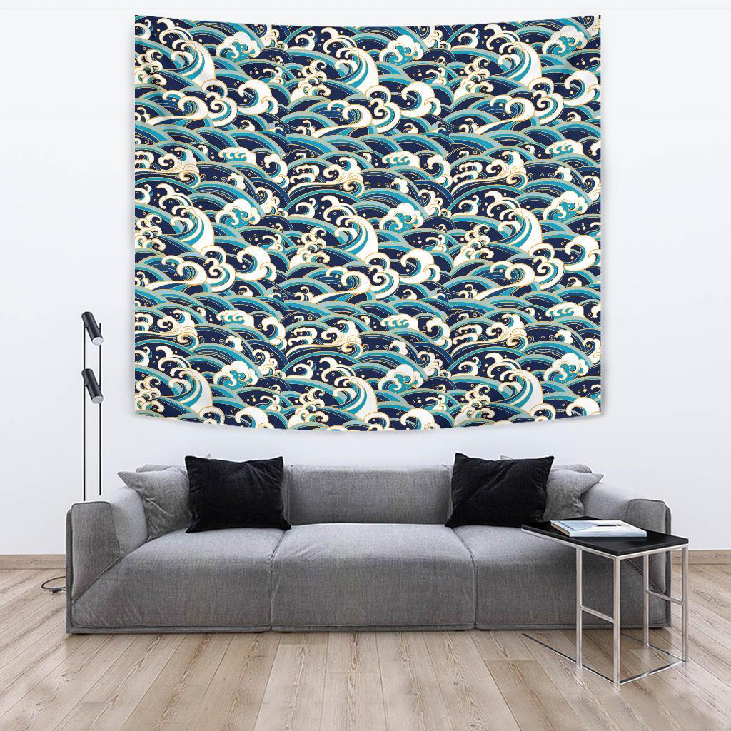 Surf Wave Pattern Tapestry