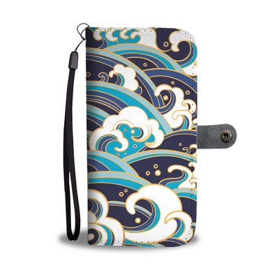 Surf Wave Pattern Wallet Phone Case