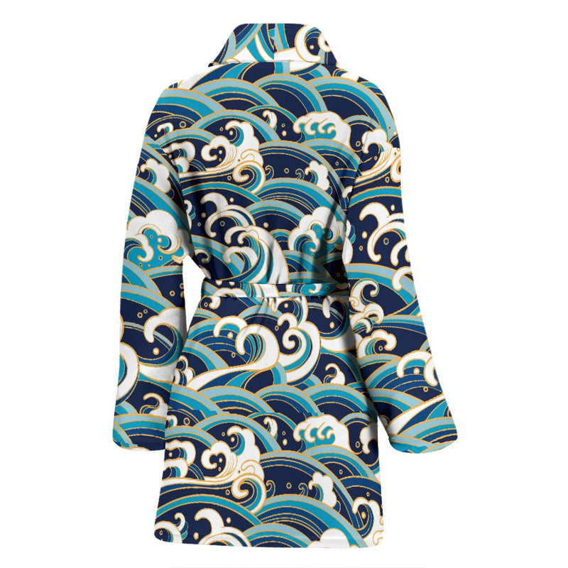 Surf Wave Pattern Women Bath Robe