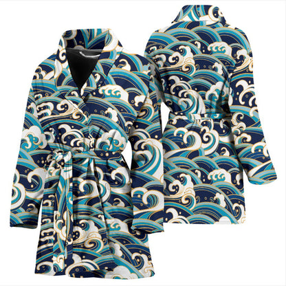 Surf Wave Pattern Women Bath Robe
