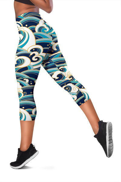 Surf Wave Pattern Women Capris