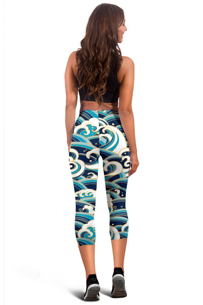 Surf Wave Pattern Women Capris