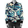 Surf Wave Pattern Women Casual Bomber Jacket