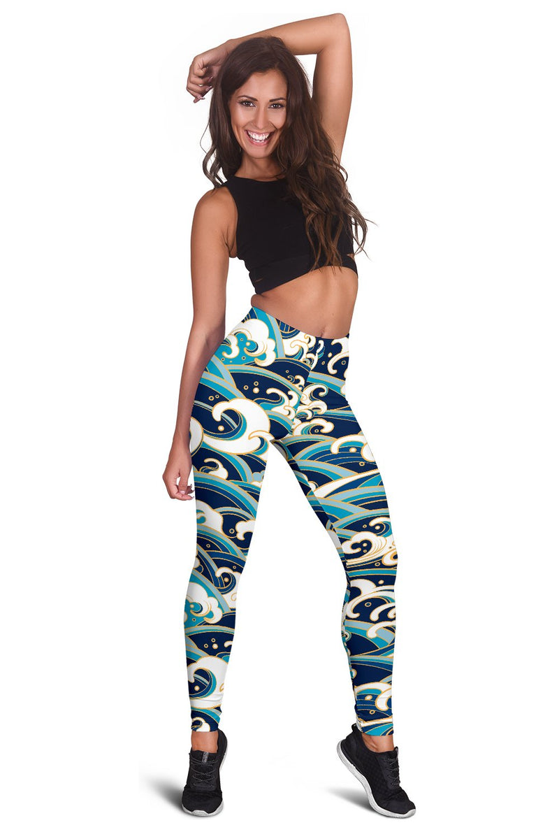 Surf Wave Pattern Women Leggings