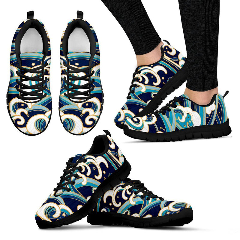 Surf Wave Pattern Women Sneakers