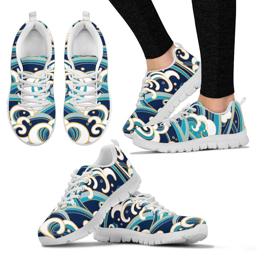 Surf Wave Pattern Women Sneakers