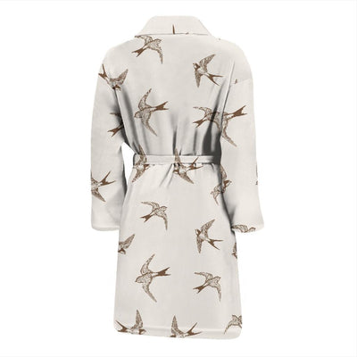 Swallow Bird Pattern Print Design 01 Men Bathrobe-JORJUNE.COM