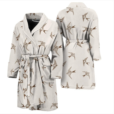 Swallow Bird Pattern Print Design 01 Men Bathrobe-JORJUNE.COM