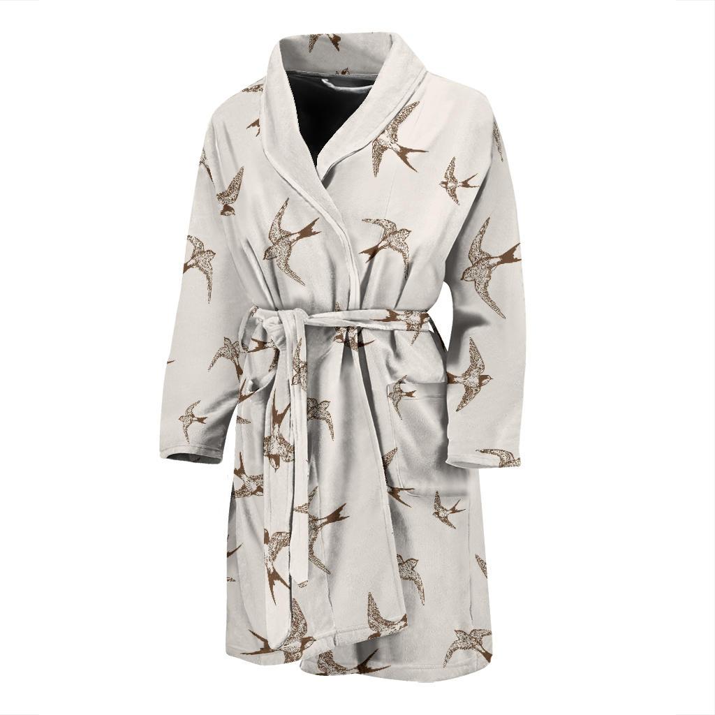 Swallow Bird Pattern Print Design 01 Men Bathrobe-JORJUNE.COM