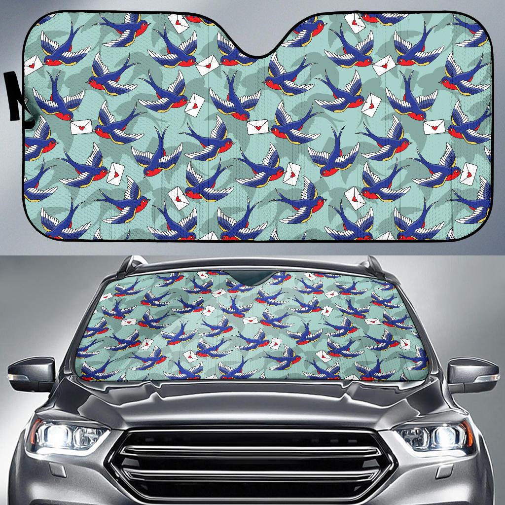 Swallow Bird Pattern Print Design 02 Car Sun Shades-JORJUNE.COM