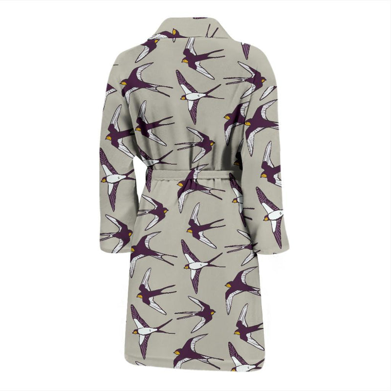 Swallow Bird Pattern Print Design 03 Men Bathrobe-JORJUNE.COM