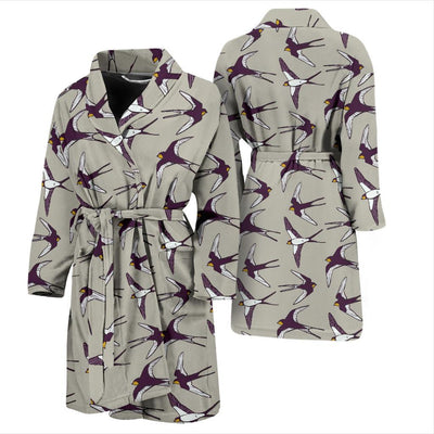 Swallow Bird Pattern Print Design 03 Men Bathrobe-JORJUNE.COM