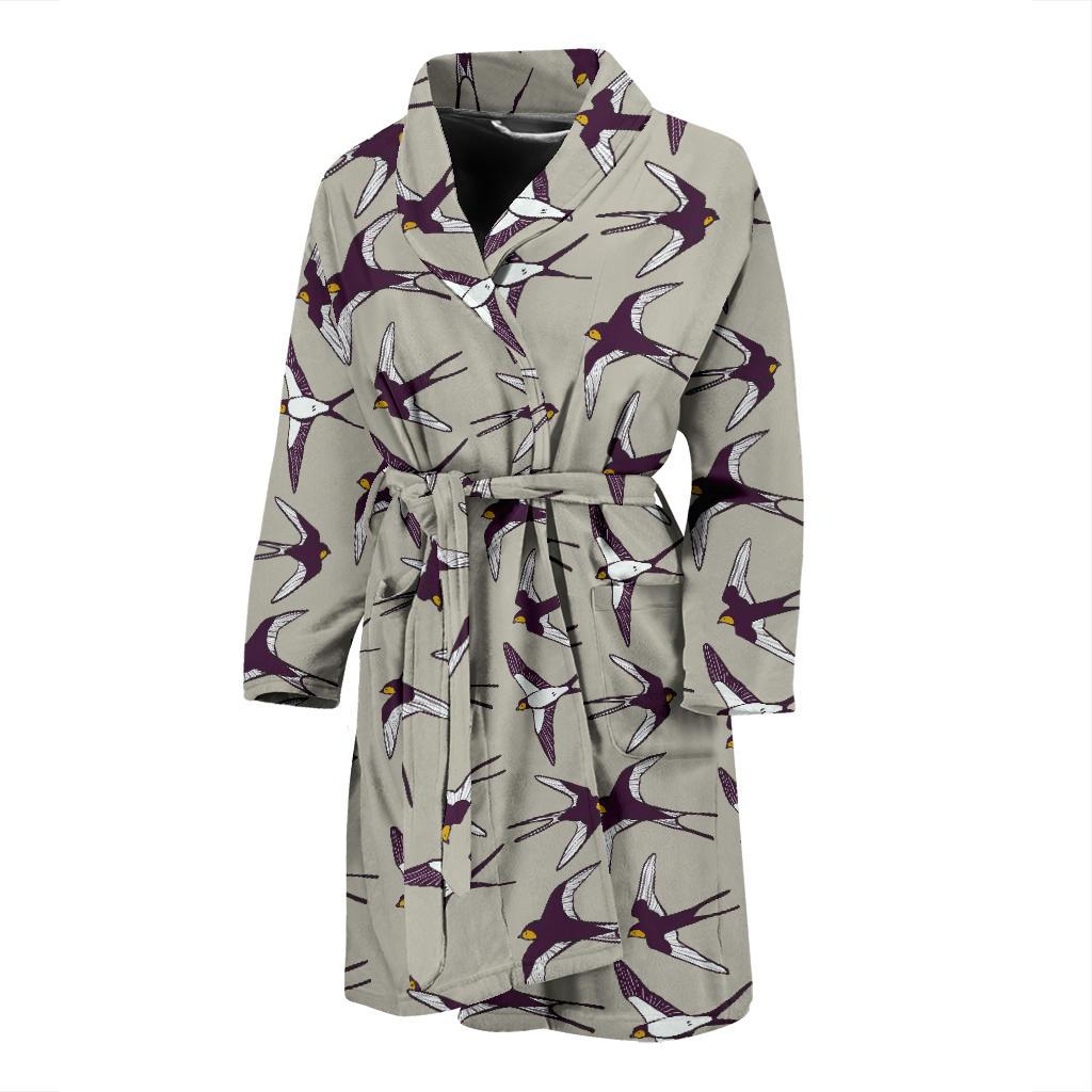 Swallow Bird Pattern Print Design 03 Men Bathrobe-JORJUNE.COM