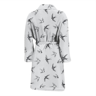 Swallow Bird Pattern Print Design 04 Men Bathrobe-JORJUNE.COM