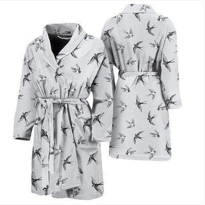 Swallow Bird Pattern Print Design 04 Men Bathrobe-JORJUNE.COM