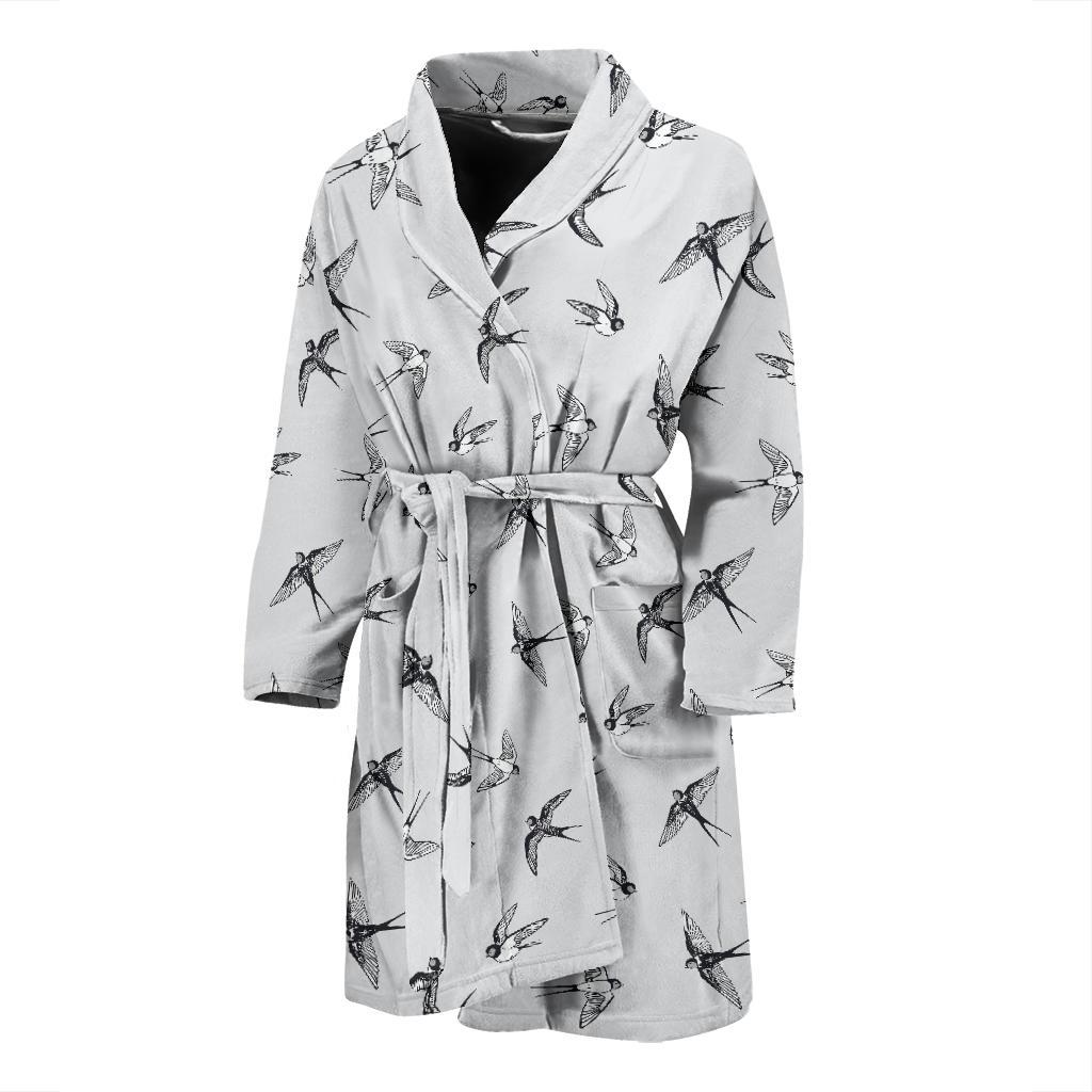 Swallow Bird Pattern Print Design 04 Men Bathrobe-JORJUNE.COM