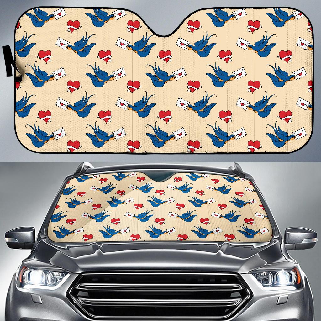 Swallow Bird Pattern Print Design 05 Car Sun Shades-JORJUNE.COM