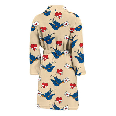 Swallow Bird Pattern Print Design 05 Men Bathrobe-JORJUNE.COM